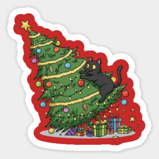 Cat Climbing the Christmas Tree Magnet