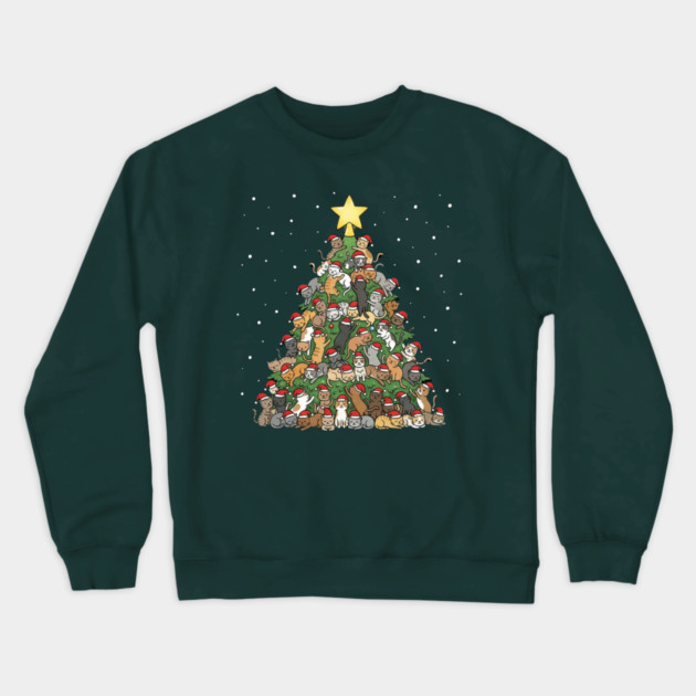 Christmas Cat Tree Crewneck Sweatshirt by Creatifly Graphic Tees