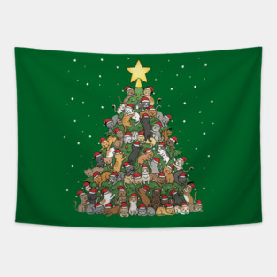 Christmas Cat Tree Tapestry