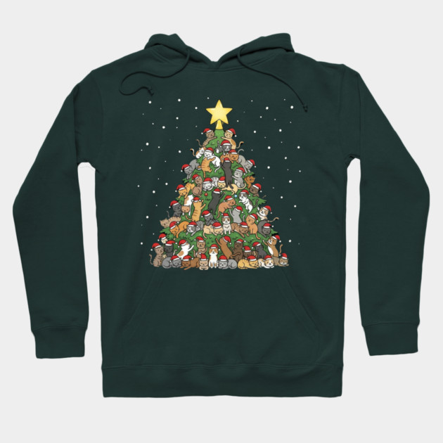 Christmas Cat Tree Hoodie by Creatifly Graphic Tees