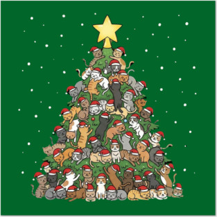 Christmas Cat Tree Posters and Art