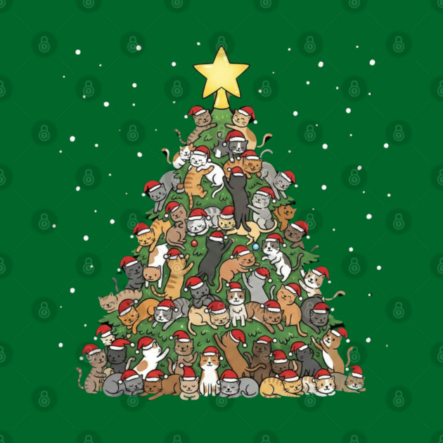 Christmas Cat Tree by Creatifly Graphic Tees