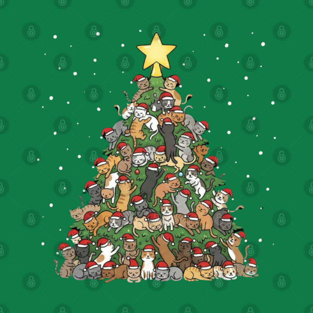 Christmas Cat Tree by Creatifly Graphic Tees