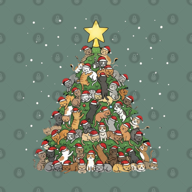 Christmas Cat Tree by Creatifly Graphic Tees