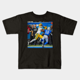 Dontayvion Wicks Catch Green Bay Packers vs Lions Detroit Kids T-Shirt