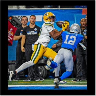Dontayvion Wicks Catch Green Bay Packers vs Lions Detroit Posters and Art