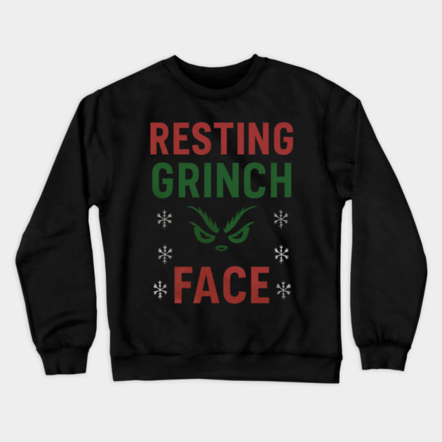Resting Grinch Face Crewneck Sweatshirt by Demian Stipatio