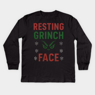 Resting Grinch Face Kids Long Sleeve T-Shirt