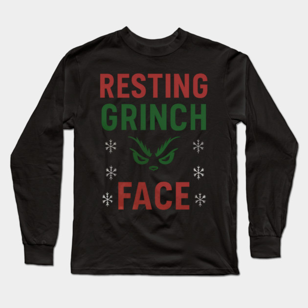 Resting Grinch Face Long Sleeve T-Shirt by Demian Stipatio