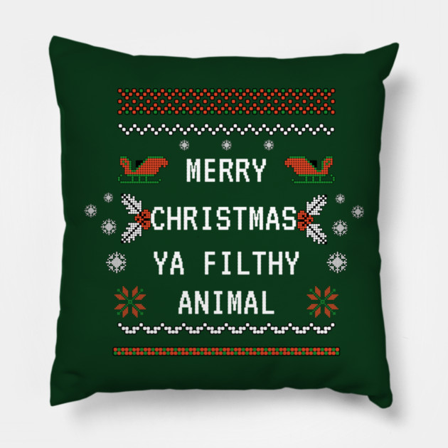 Merry Christmas Ya Filthy Animal Pillow by Demian Stipatio
