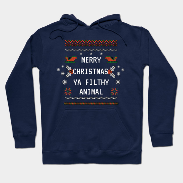 Merry Christmas Ya Filthy Animal Hoodie by Demian Stipatio