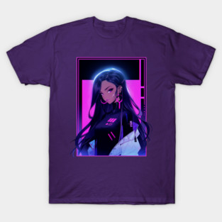 Cyber Anime Girl - Anime Cybergirl - Futuristic Waifu Anime Cyber Woman T-Shirt