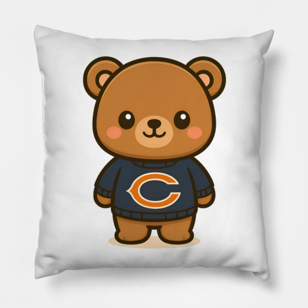 Chicago Bears Kawaii Pillow by Demian Stipatio