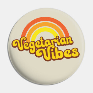 Vegetarian Retro Rainbow Orange Pin