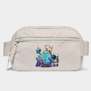 Cute Alien, Astronaut & Puppy Fixing a Rocket Bag