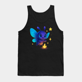 Cute Glowing Bug with Magic Sprout • Whimsical Fantasy Art Tank Top