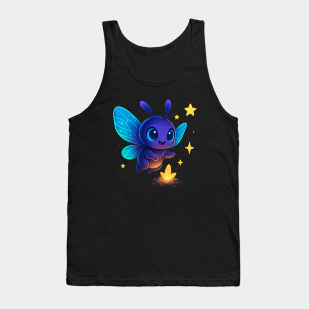 Cute Glowing Bug with Magic Sprout • Whimsical Fantasy Art Tank Top by Anne Lee