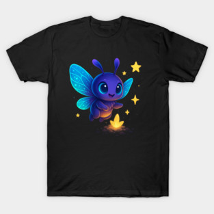 Cute Glowing Bug with Magic Sprout • Whimsical Fantasy Art T-Shirt