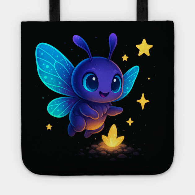 Cute Glowing Bug with Magic Sprout • Whimsical Fantasy Art Tote by Anne Lee