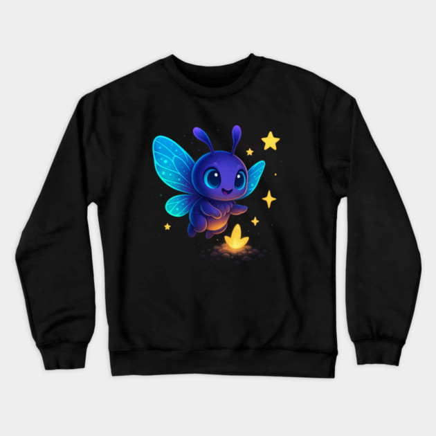 Cute Glowing Bug with Magic Sprout • Whimsical Fantasy Art Crewneck Sweatshirt by Anne Lee