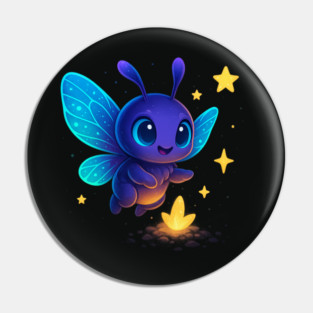 Cute Glowing Bug with Magic Sprout • Whimsical Fantasy Art Pin