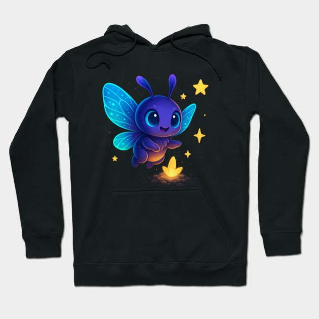 Cute Glowing Bug with Magic Sprout • Whimsical Fantasy Art Hoodie by Anne Lee