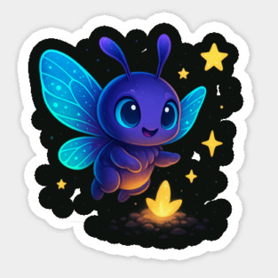 Cute Glowing Bug with Magic Sprout • Whimsical Fantasy Art Sticker