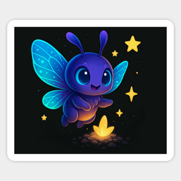 Cute Glowing Bug with Magic Sprout • Whimsical Fantasy Art Magnet by Anne Lee
