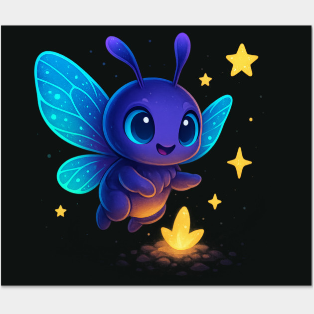 Cute Glowing Bug with Magic Sprout • Whimsical Fantasy Art Wall Art by Anne Lee