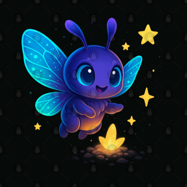 Cute Glowing Bug with Magic Sprout • Whimsical Fantasy Art by Anne Lee