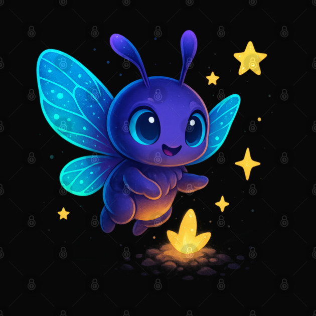 Cute Glowing Bug with Magic Sprout • Whimsical Fantasy Art by Anne Lee