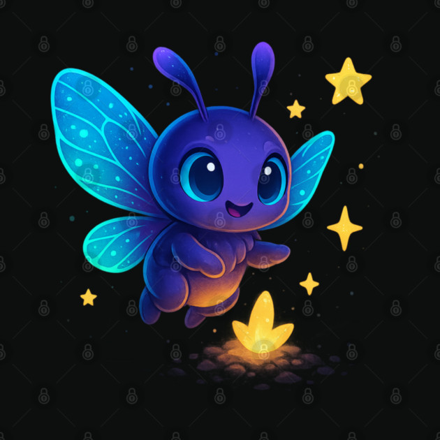 Cute Glowing Bug with Magic Sprout • Whimsical Fantasy Art by Anne Lee