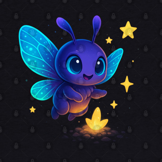 Cute Glowing Bug with Magic Sprout • Whimsical Fantasy Art by Anne Lee
