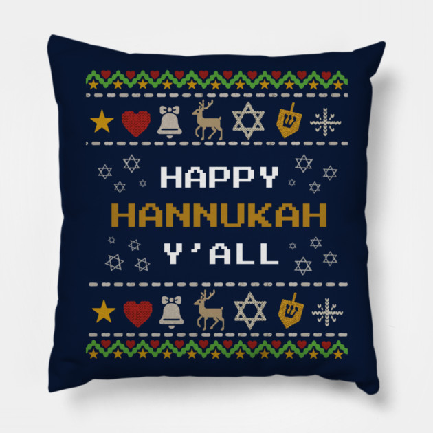 Retro Pixel Hanukkah – Holiday Stitch Pattern Pillow by Thank HaShem