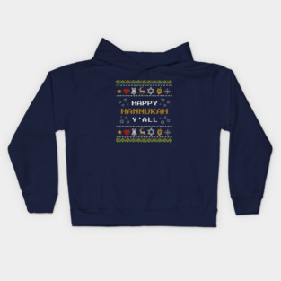 Retro Pixel Hanukkah – Holiday Stitch Pattern Kids Hoodie