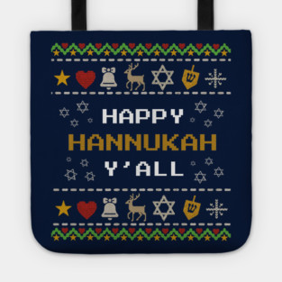 Retro Pixel Hanukkah – Holiday Stitch Pattern Tote
