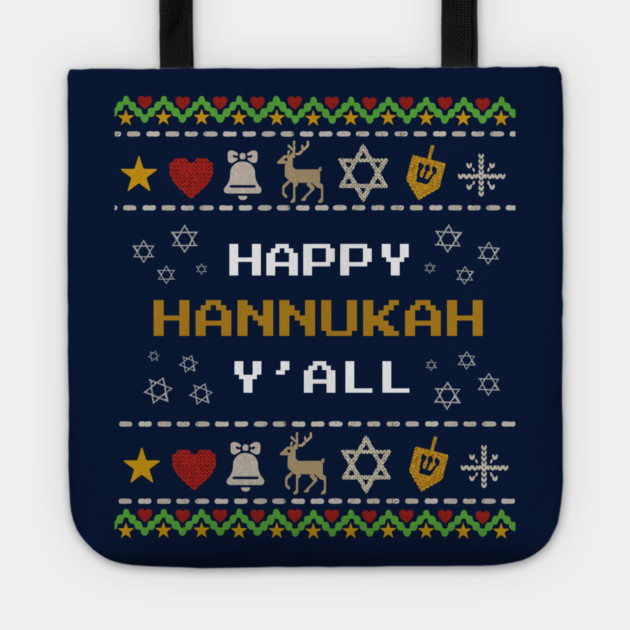 Retro Pixel Hanukkah – Holiday Stitch Pattern Tote by Thank HaShem
