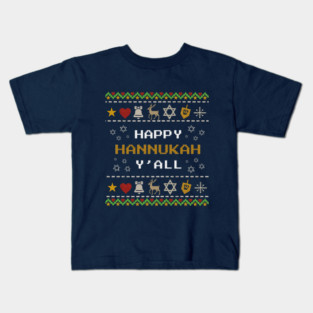 Retro Pixel Hanukkah – Holiday Stitch Pattern Kids T-Shirt