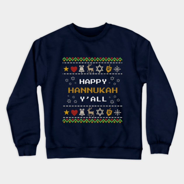 Retro Pixel Hanukkah – Holiday Stitch Pattern Crewneck Sweatshirt by Thank HaShem