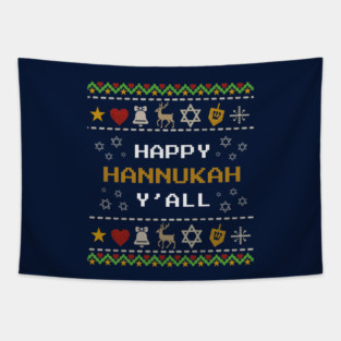 Retro Pixel Hanukkah – Holiday Stitch Pattern Tapestry