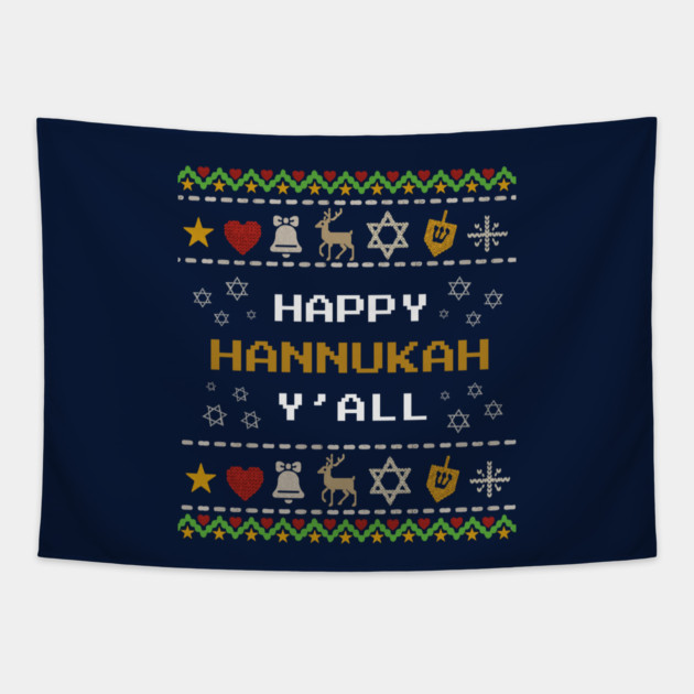 Retro Pixel Hanukkah – Holiday Stitch Pattern Tapestry by Thank HaShem