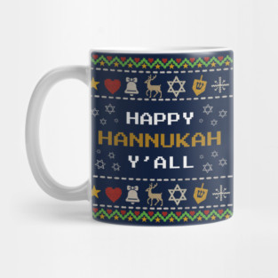 Retro Pixel Hanukkah – Holiday Stitch Pattern Mug