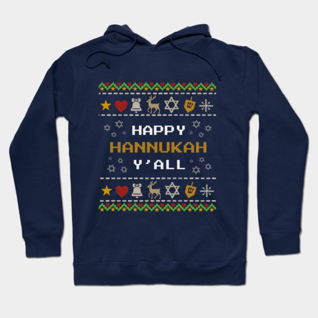 Retro Pixel Hanukkah – Holiday Stitch Pattern Hoodie by Thank HaShem