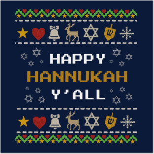Retro Pixel Hanukkah – Holiday Stitch Pattern Posters and Art