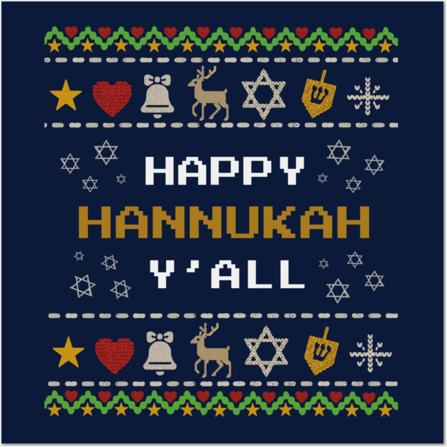 Retro Pixel Hanukkah – Holiday Stitch Pattern Wall Art by Thank HaShem