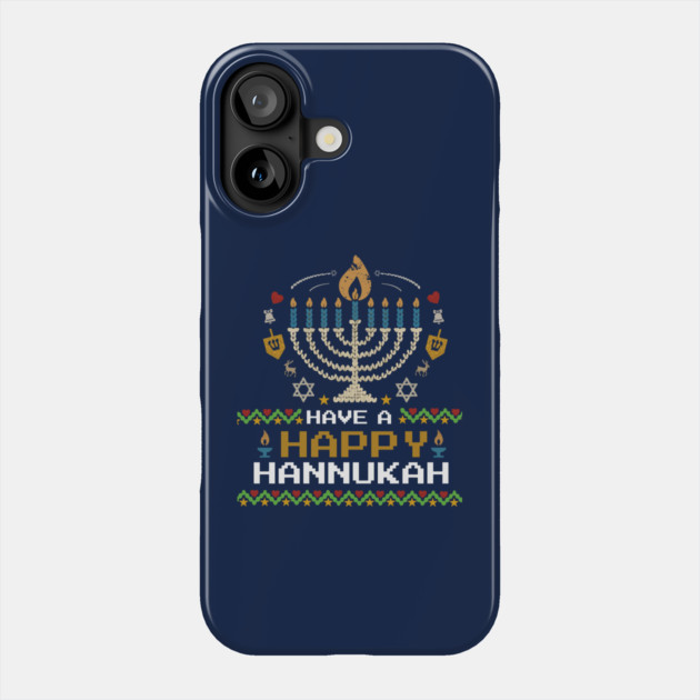 Knit Pixel Menorah – Have a Happy Hannukah Phone Case by Thank HaShem