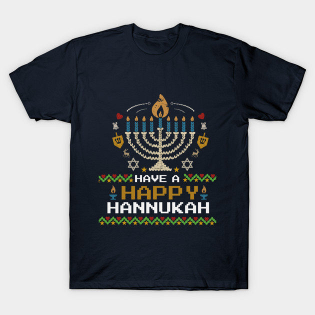 Knit Pixel Menorah – Have a Happy Hannukah T-Shirt by Thank HaShem