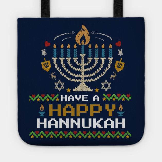 Knit Pixel Menorah – Have a Happy Hannukah Tote by Thank HaShem