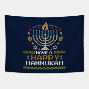 Knit Pixel Menorah – Have a Happy Hannukah Tapestry