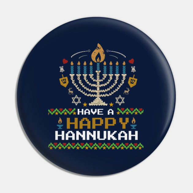 Knit Pixel Menorah – Have a Happy Hannukah Pin by Thank HaShem